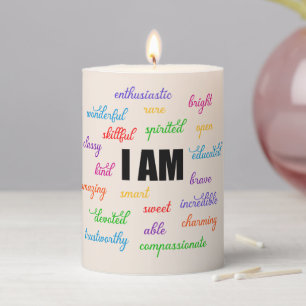 I Am Inspiration, Positive, Religious, Christian Pillar Candle