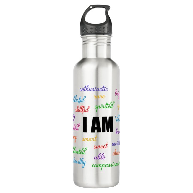 I Am Inspiration, Positive, Religious, Christian Stainless Steel Water Bottle (Front)