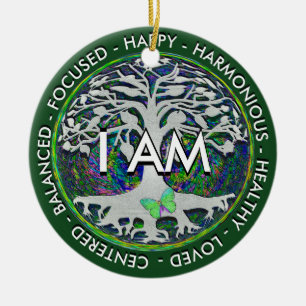 I AM Inspirational Message. Ceramic Ornament