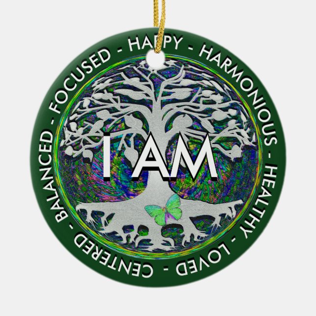I AM Inspirational Message. Ceramic Ornament (Front)