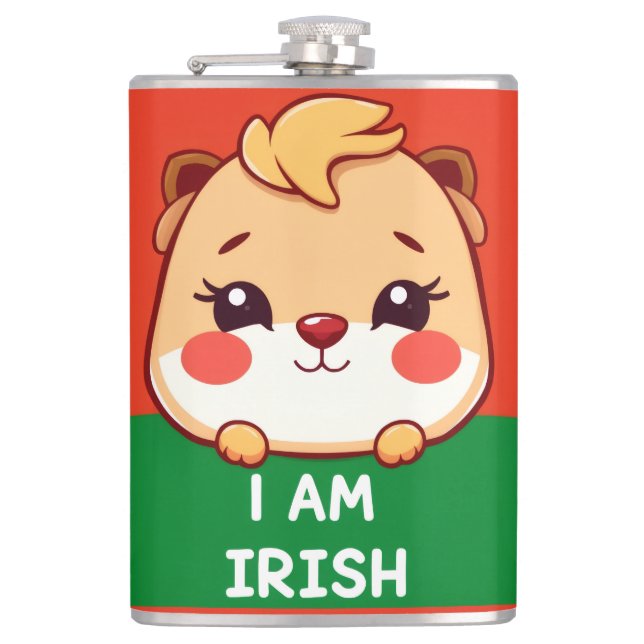I am Irish cute animal Flask (Front)