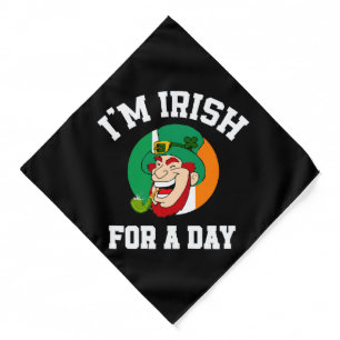 I am Irish for a day Saint Patricks day shamrock Bandana