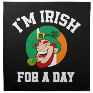 I am Irish for a day Saint Patricks day shamrock Cloth Napkin