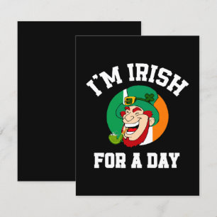 I am Irish for a day Saint Patricks day shamrock Enclosure Card