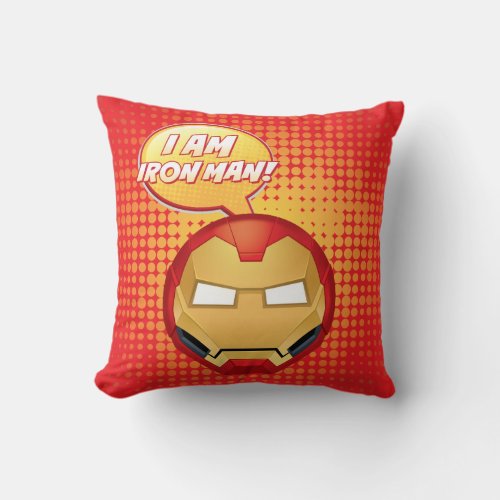 I Am Iron Man Emoji Throw Pillow