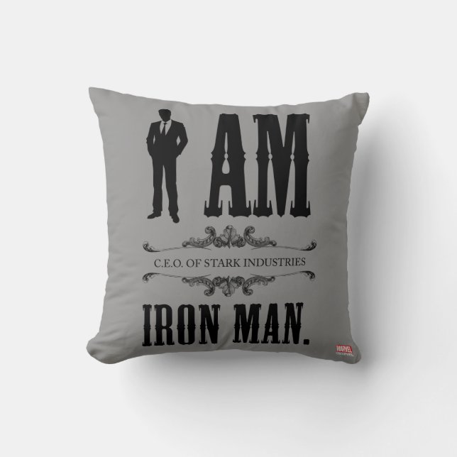 I Am Iron Man Throw Pillow (Front)