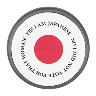 I AM JAPANESE (white) Gunmetal Finish Lapel Pin