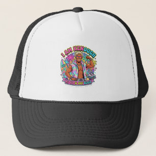 I Am Kenough My Job Is Just Beach - Pastel Retro P Trucker Hat