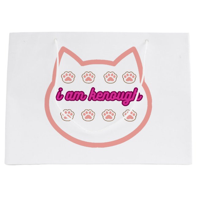 I am kenough t-shert cat  large gift bag (Front)