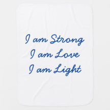 I am Light white baby blanket