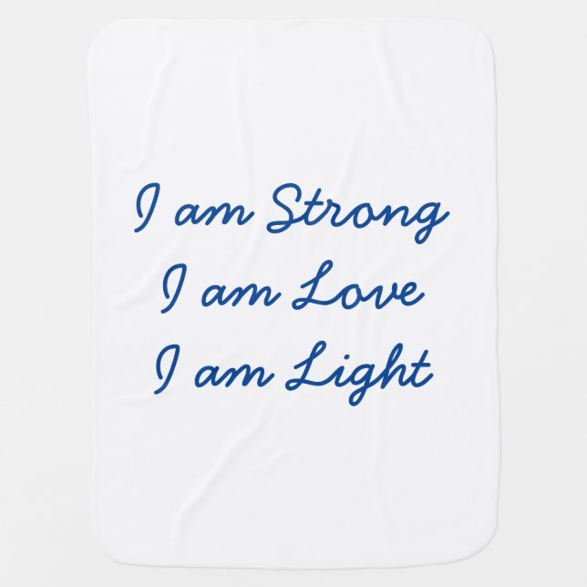 I am Light white baby blanket (Front)
