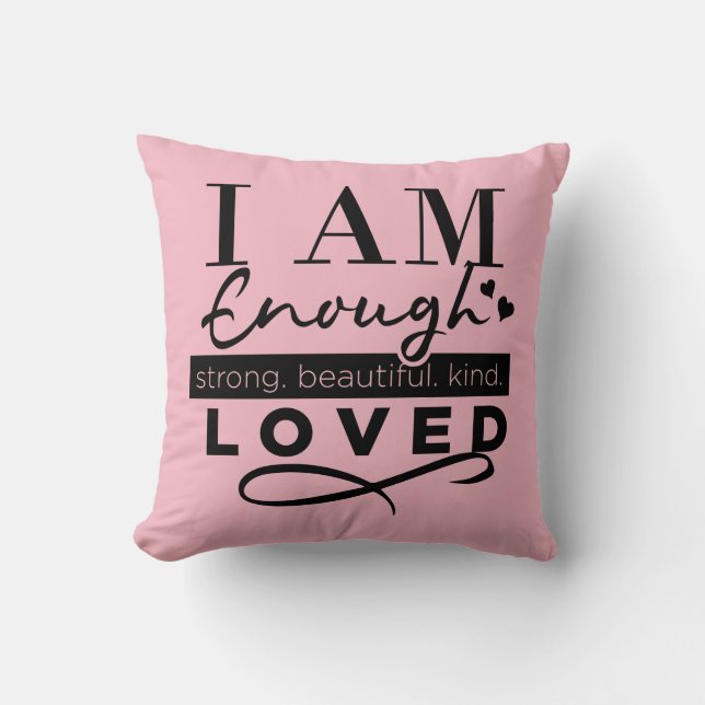 I Am Loved Custom Reversible Pillow With Hearts (Front)