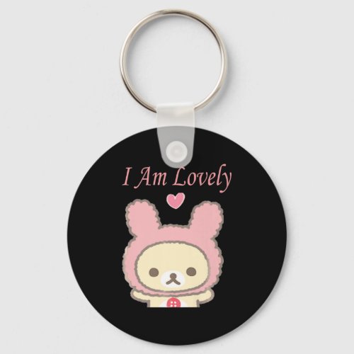 I Am Lovely Bunny Pastel Pretty  Bunny Lover Keychain