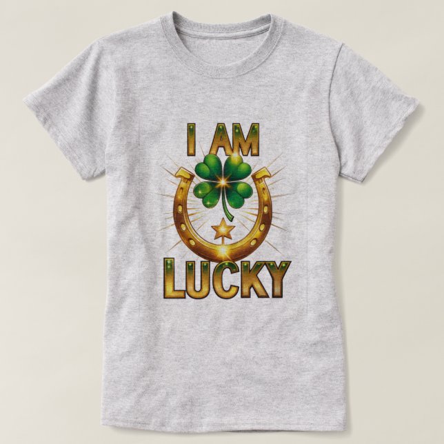 I Am Lucky – Bold Symbolic T-Shirt Design (Design Front)