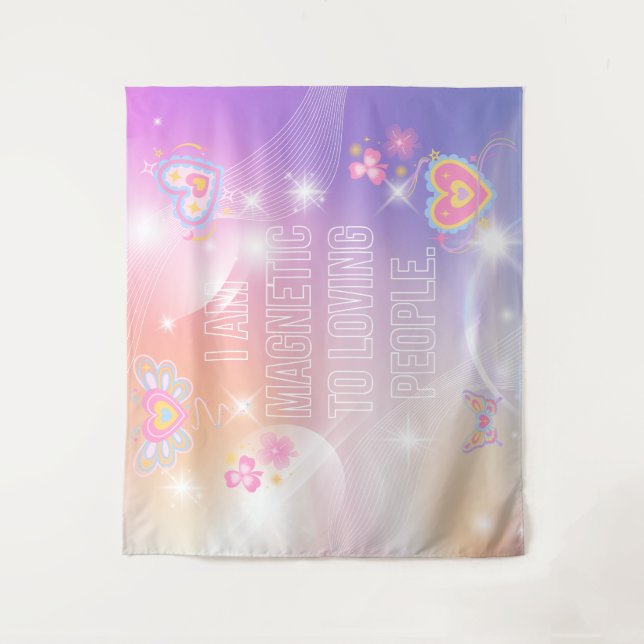 I am Magnetic, Motivational, Inspirational, Pink Tapestry (Front)