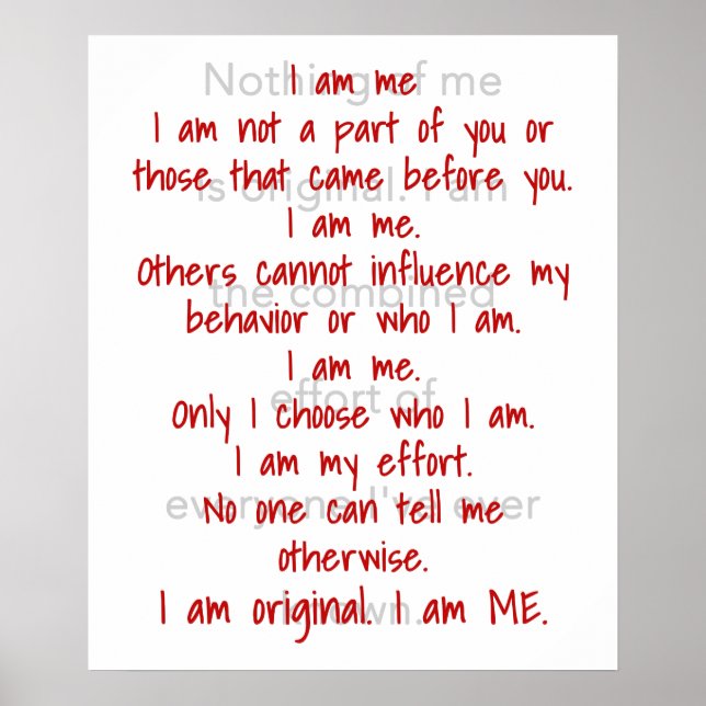 I Am Me Poster (Front)