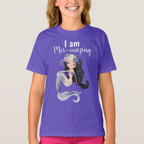 I Am Mer_mazing Girls Hanes TAGLESS T_Shirt