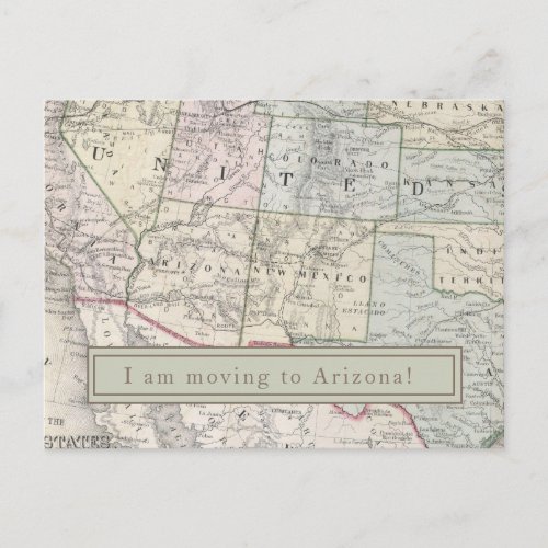 I am moving to Custom City Vintage USA Map Postcard