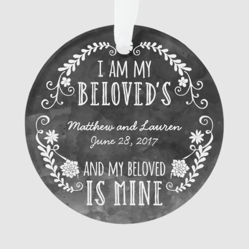 I Am My Beloveds Wedding Black Watercolor Ornament