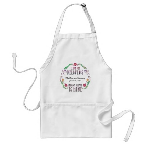 I Am My Beloveds Wedding Date Watercolor Adult Apron