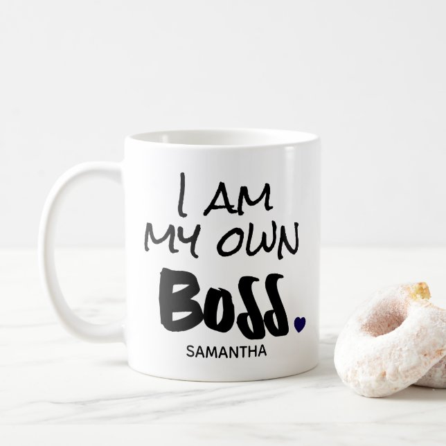 I am my own boss Pink Business owner Entrepreneur Coffee Mug (With Donut)