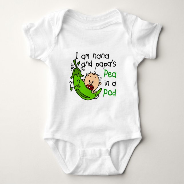 I Am Nana And Papa's Pea In A Pod Baby Bodysuit (Front)