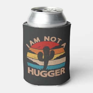 I Am Not A Hugger Funny Vintage Cactus Can Cooler