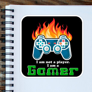 I am not a player black cool modern joystick square sticker