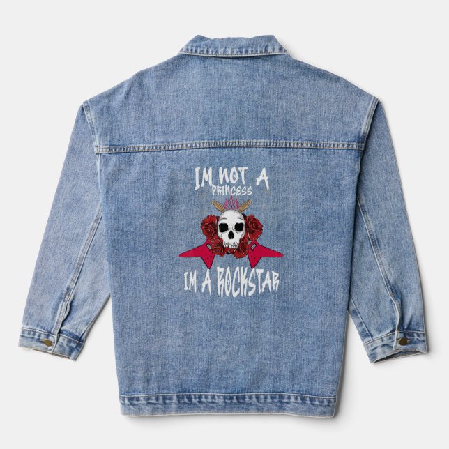I Am Not A Princess I'm A Rockstar Guitar Punk Sku Denim Jacket (Back)