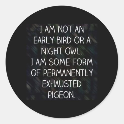 I am Not an Early Bird or a Night Owl Classic Round Sticker