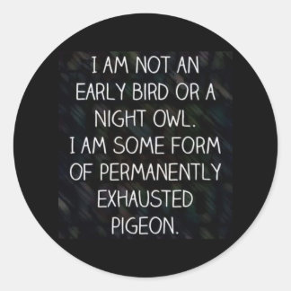 I am Not an Early Bird or a Night Owl... Classic Round Sticker