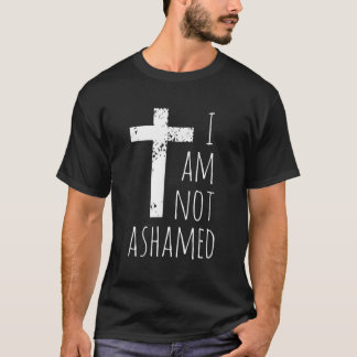 I am not ashamed Big Red Cross Gospel Christian T-Shirt