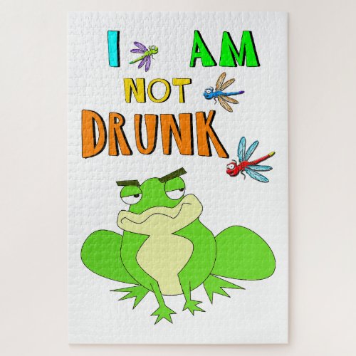I Am Not Drunk Frogs October Dragonfly Oktoberfest Jigsaw Puzzle