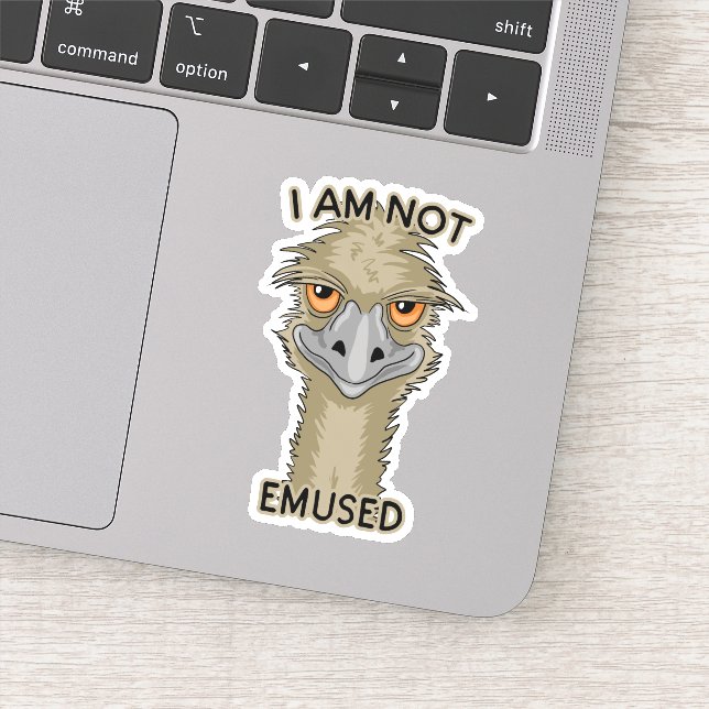 I Am Not Emused Funny Emu Contour Cut Sticker (Detail)