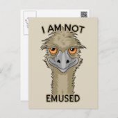 I Am Not Emused Funny Emu Pun | Beige Holiday Postcard (Front/Back)