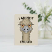 I Am Not Emused Funny Emu Pun | Beige Holiday Postcard (Standing Front)