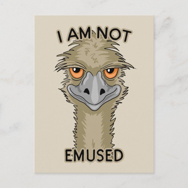 I Am Not Emused Funny Emu Pun | Beige Holiday Postcard (Front)