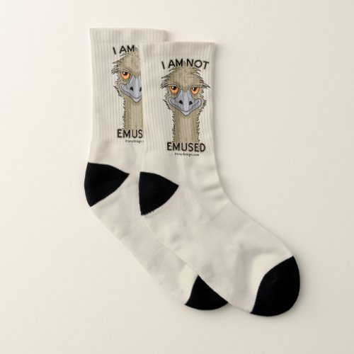 I Am Not Emused Funny Emu Pun  Beige Socks