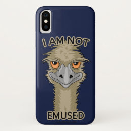 I Am Not Emused Funny Emu Pun | Blue iPhone XS Case