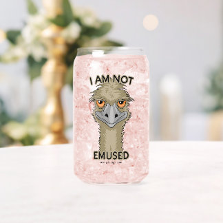 I Am Not Emused Funny Emu Pun Can Glass