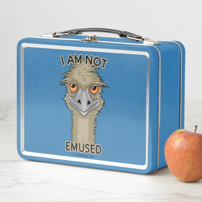 I Am Not Emused Funny Emu Pun Metal Lunch Box (In Situ)
