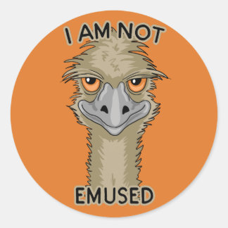 I Am Not Emused Funny Emu Pun | Orange Classic Round Sticker