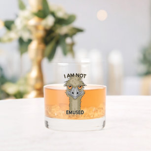 I Am Not Emused Funny Emu Pun Whiskey Glass