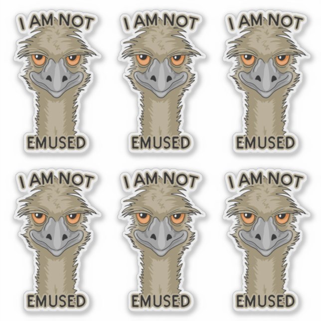 I Am Not Emused Funny Emu Set Contour Cut Sticker (Front)