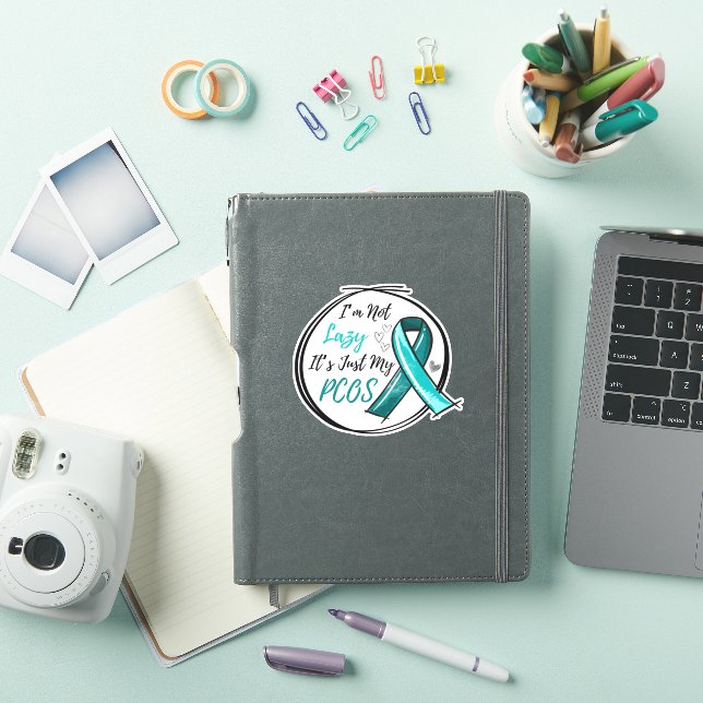 I Am Not Lazy It's Just My PCOS Teal Ribbon Sticker (iPad Cover)