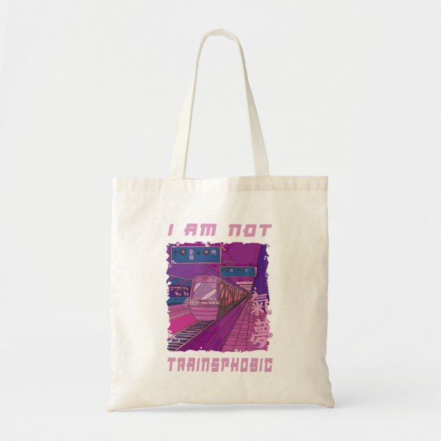 I AM NOT TRAINSPHOBIC  TOTE BAG (Front)