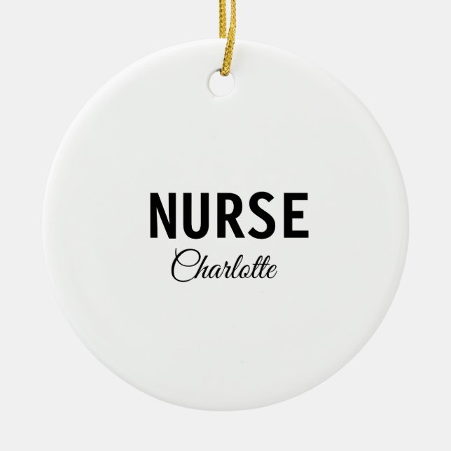 I am nurse medical expert add your name text simpl ceramic ornament (Front)
