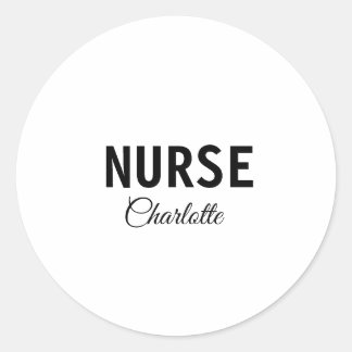 I am nurse medical expert add your name text simpl classic round sticker