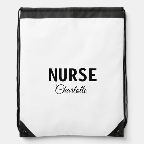 I am nurse medical expert add your name text simpl drawstring bag