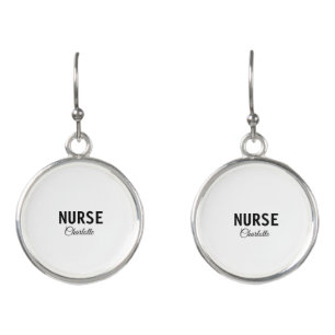 I am nurse medical expert add your name text simpl earrings